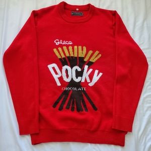 Pocky red jacquard sweater